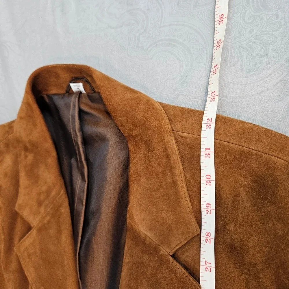 Marshall Field's Mens Brown Suede Leather Blazer Jacket 46R Vintage